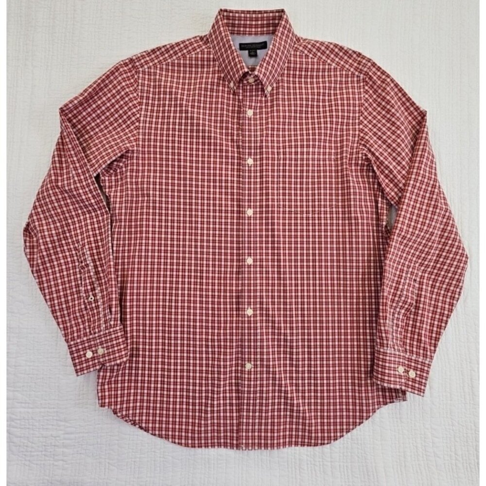Banana Republic Soft‎ Wash Shirt Men's 16 Large Red Check Long Sleeve EUC LN